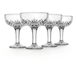 Cut crystal Champagne Coupe glasses 6oz, SET of 4, "Dublin" Shannon by Godinger